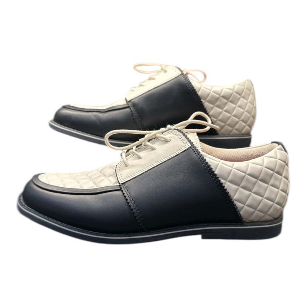 G/FORE Black and Cream Quilted Athletic Dress Shoes